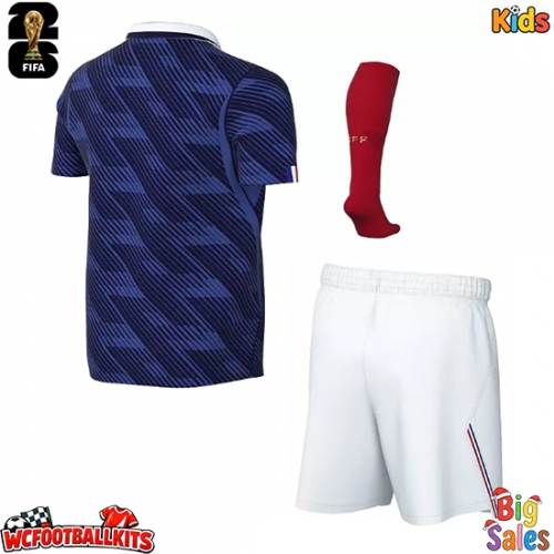 France Replica Home Stadium Kit for Kids World Cup 2026 Short Sleeve (+ pants)